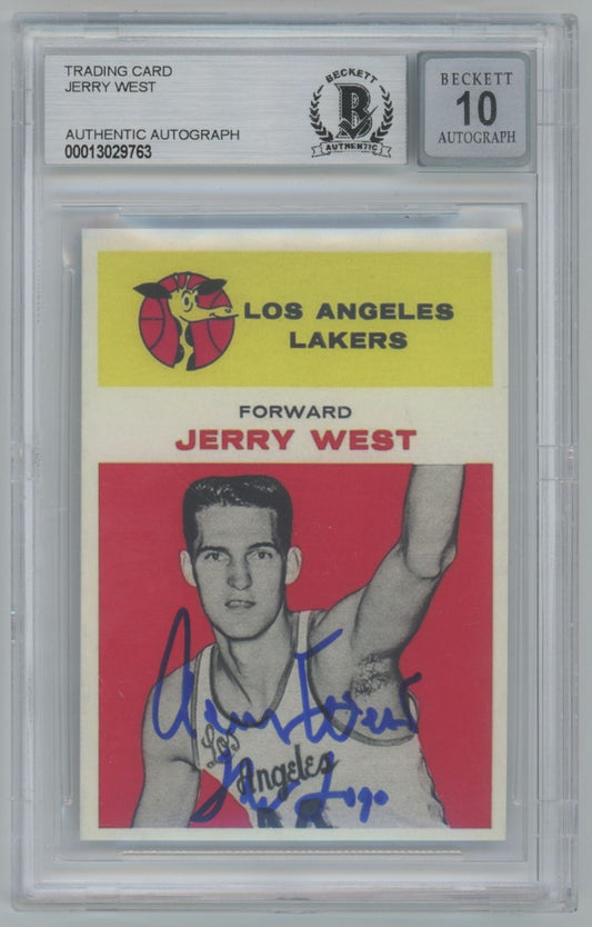 1961 Fleer (Reprint ROOKIE CARD) #43 Jerry West "The Logo" Auto 10 - Beckett Authentic