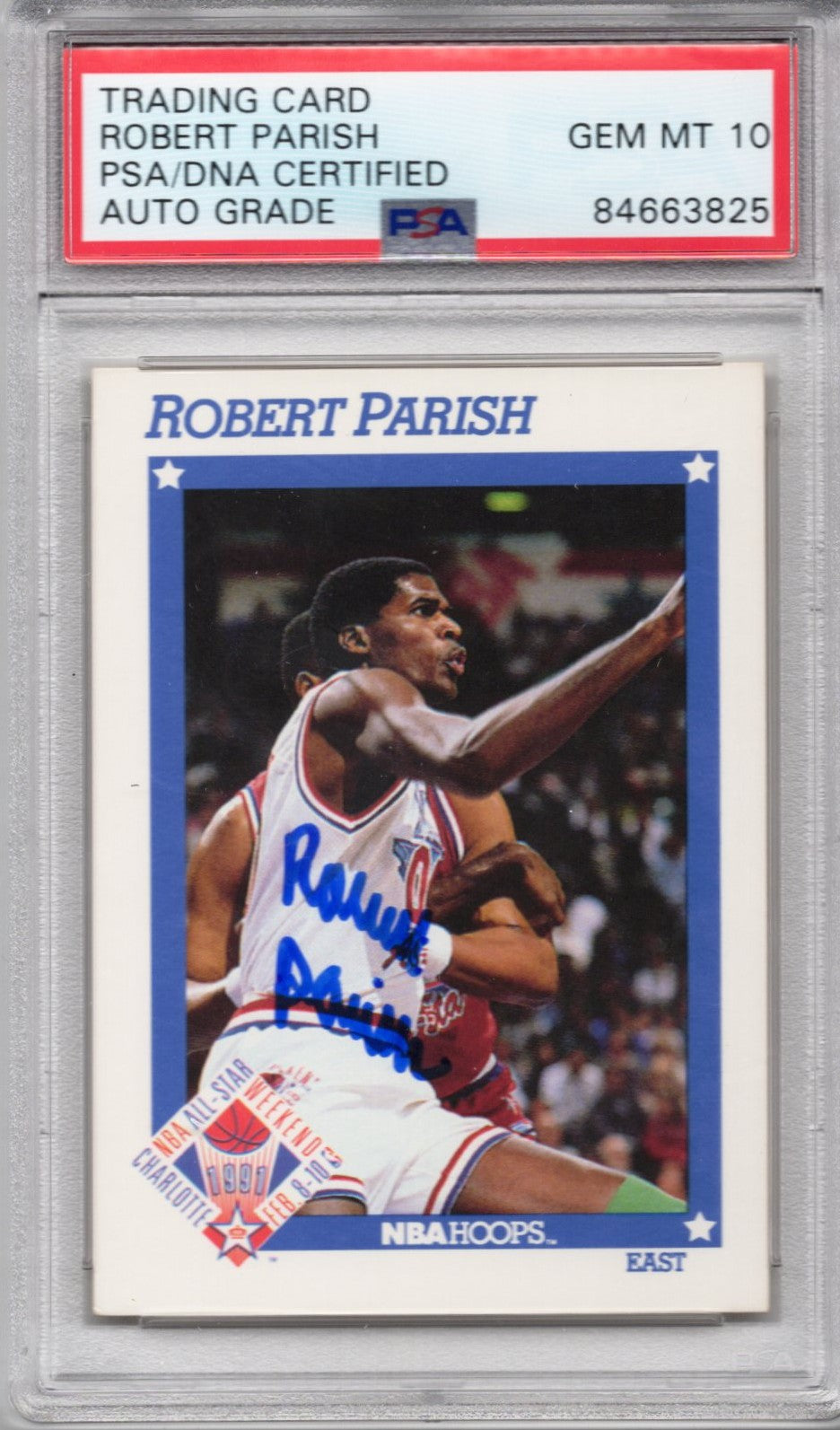1991 NBA HOOPS ROBERT PARISH AUTOGRAPH PSA/DNA  Auto Grade GEM MT 10 (3825)