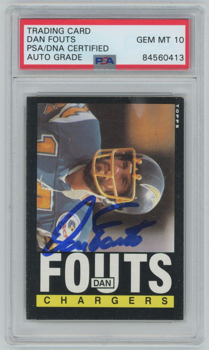 1985 Topps Dan Fouts #372 Auto - PSA 10 (Auto Grade) - Vertical Auto