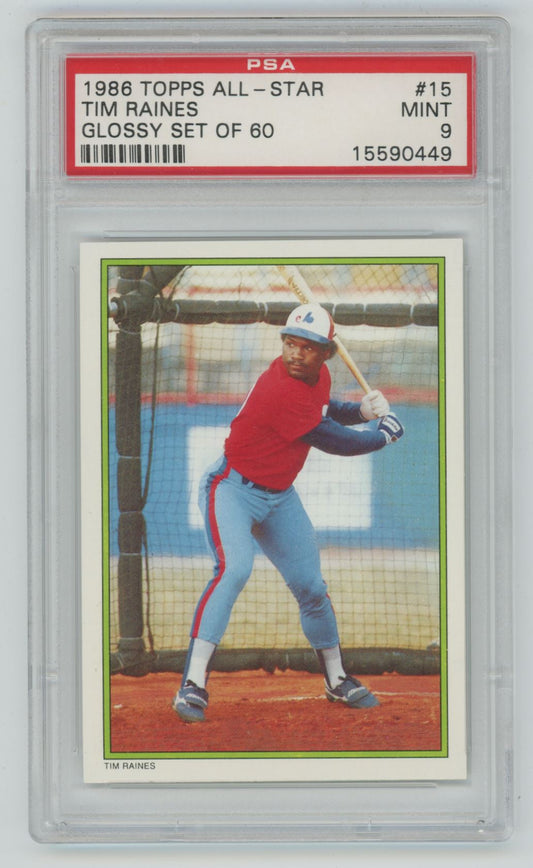 1986 Topps All-Star Tim Raines #15 Glossy Set of 60 - PSA 9