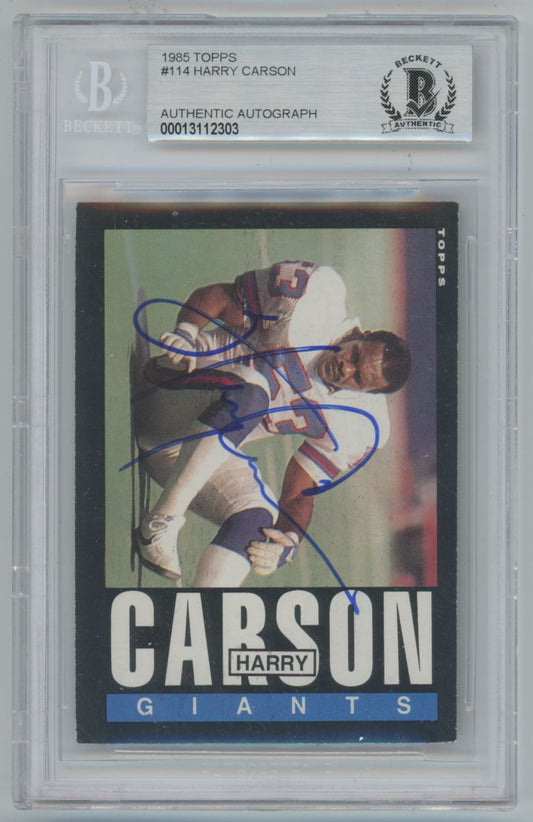 1985 Topps #114 Harry Carson Auto - Beckett Authentic