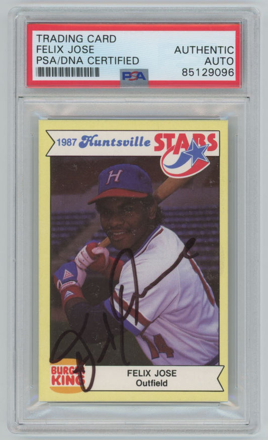 1987 Burger Kings Huntsville Stars Felix Jose Auto - PSA/DNA