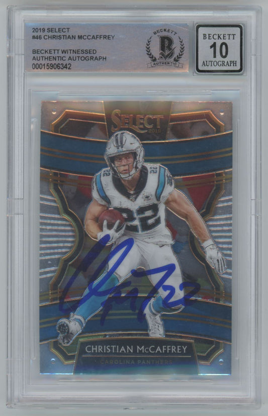 2019 Select Christian McCaffrey #46 Auto - Beckett Authentic AUTO GRADE 10