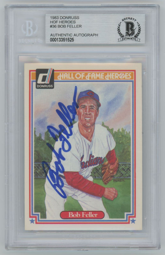 1983 Donruss HOF Heroes Bob Feller #36 Auto - Beckett Authentic