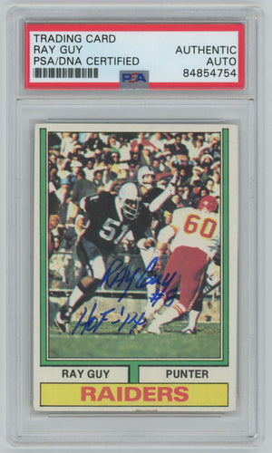 1974 Topps Ray Guy Raiders Rookie Card #219 Auto - PSA/DNA HOF '14 Inscription
