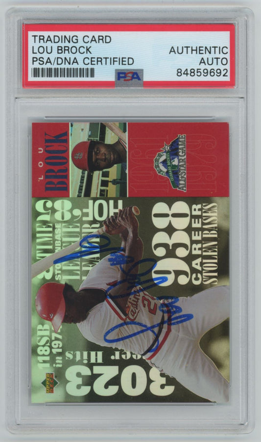 1998 Upper Deck Lou Brock #5 Auto - PSA/DNA