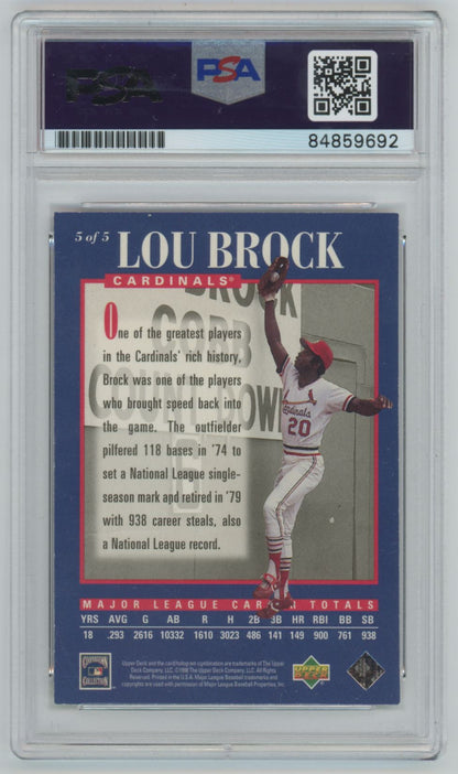 1998 Upper Deck Lou Brock #5 Auto - PSA/DNA