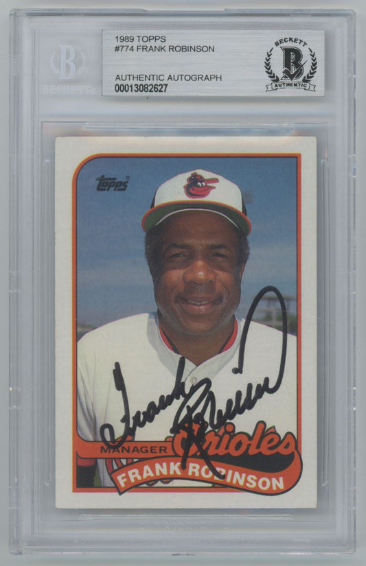 1989 Topps Frank Robinson #774 Auto - Beckett Authentic (2627)