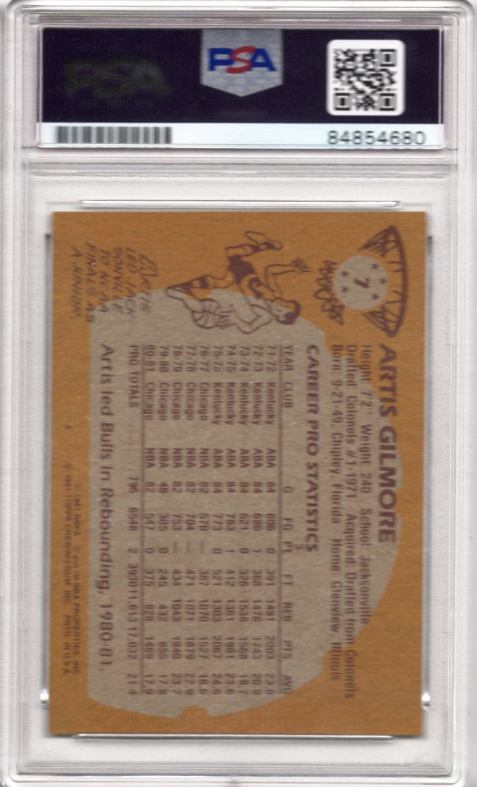 1981 TOPPS ARTIS GILMORE AUTOGRAPH PSA/DNA QUANTITY AVAILABLE