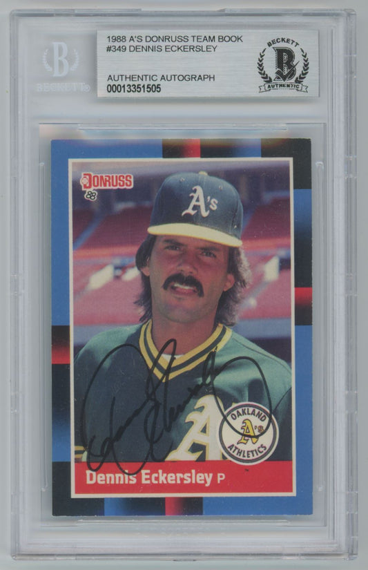 1988 A's Donruss Team Book Dennis Eckersley #349 Auto - Beckett Authentic