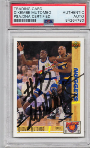 1991 UPPER DECK DIKEMBE MUTOMBO NUGGETS AUTOGRAPH PSA/DNA (4780)