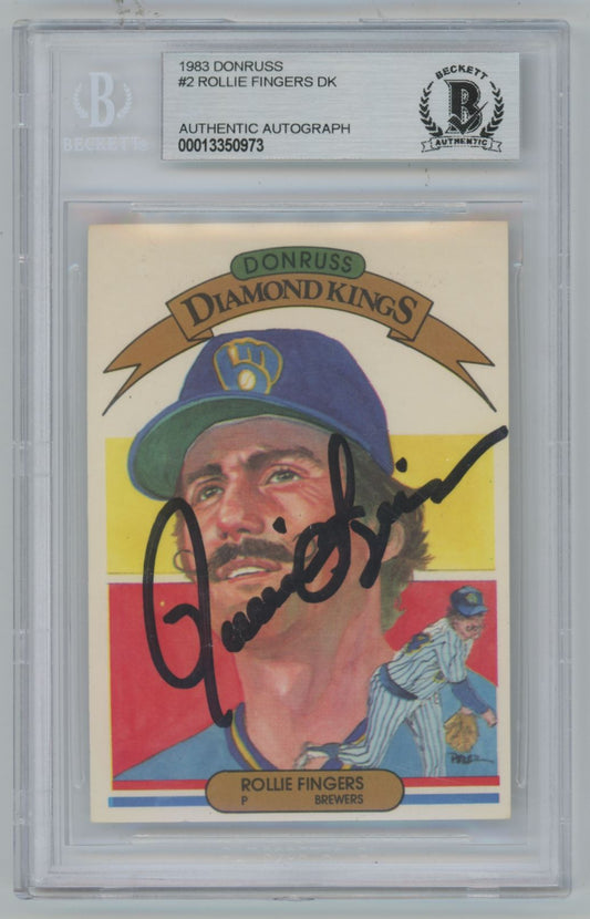 1983 Donruss Diamond Kings Rollie Fingers Auto - Beckett Authentic (0973)