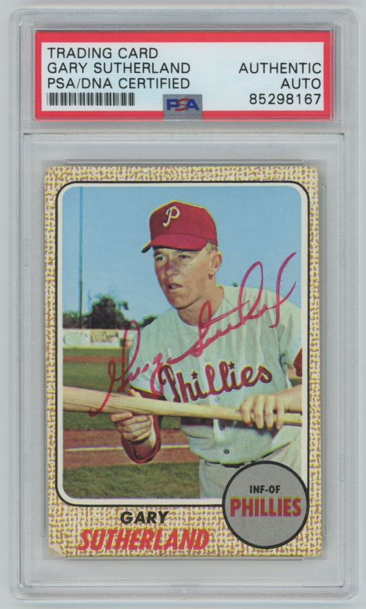 1968 Topps Gary Sutherland Auto - PSA/DNA Authentic (8167)