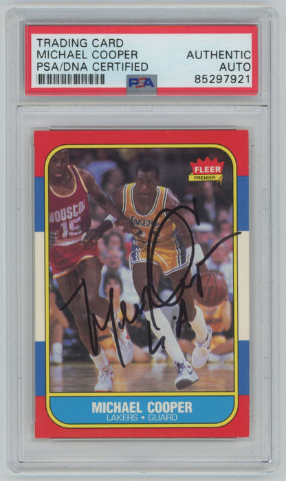 1986 Fleer Michael Cooper #17 Auto Rookie Card - PSA/DNA Authentic (7913)