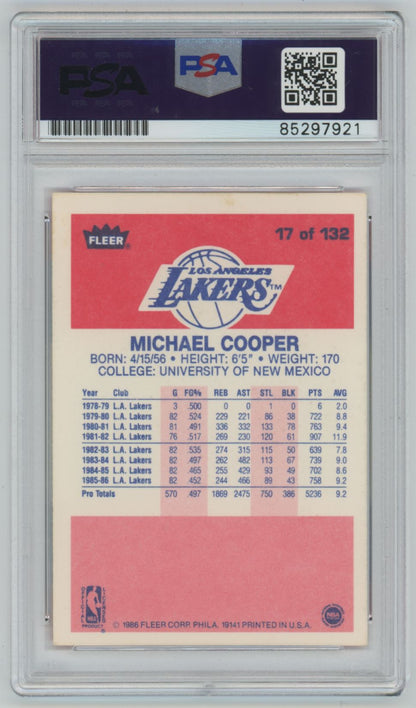 1986 Fleer Michael Cooper #17 Auto Rookie Card - PSA/DNA Authentic (7913)