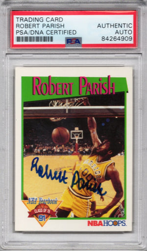1991 NBA HOOPS  NBA YEARBOOK CLASS OF 76 CELTICS ROBERT PARISH AUTOGRAPH PSA/DNA (4909)