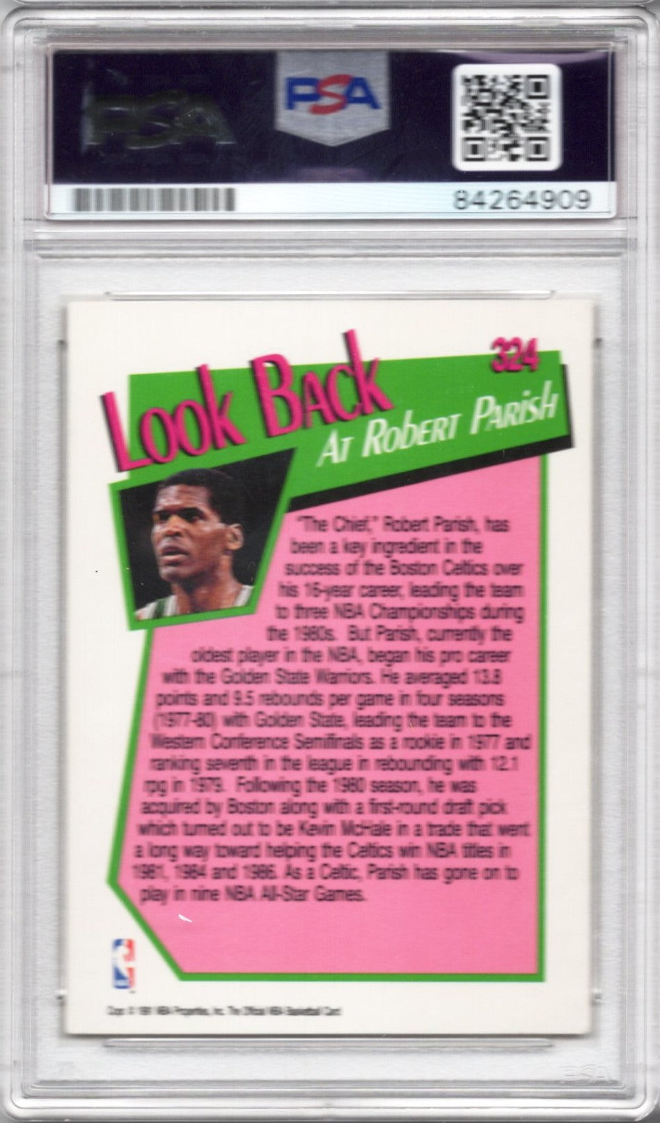 1991 NBA HOOPS  NBA YEARBOOK CLASS OF 76 CELTICS ROBERT PARISH AUTOGRAPH PSA/DNA (4909)