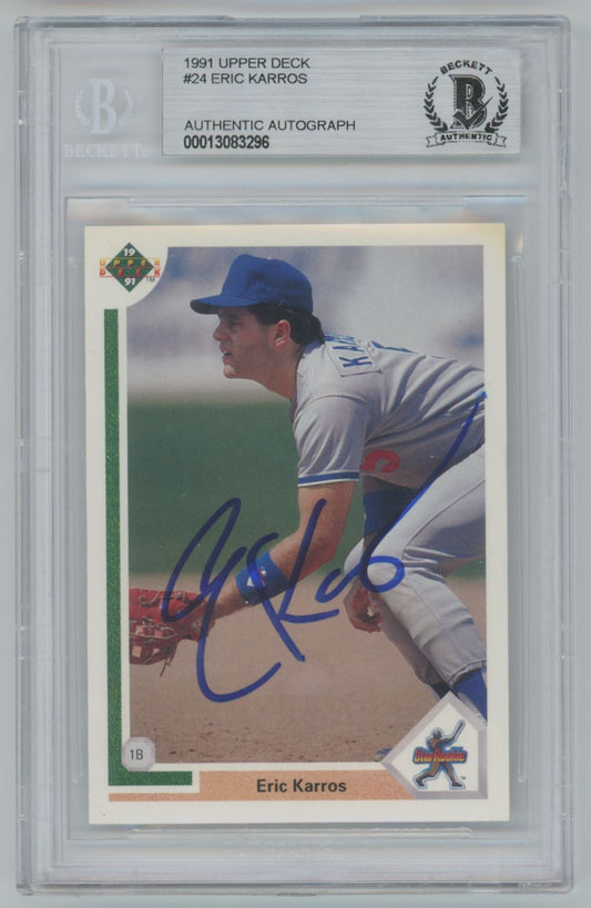 1991 Upper Deck Eric Karros Rookie Card #24 Auto - Beckett Authentic