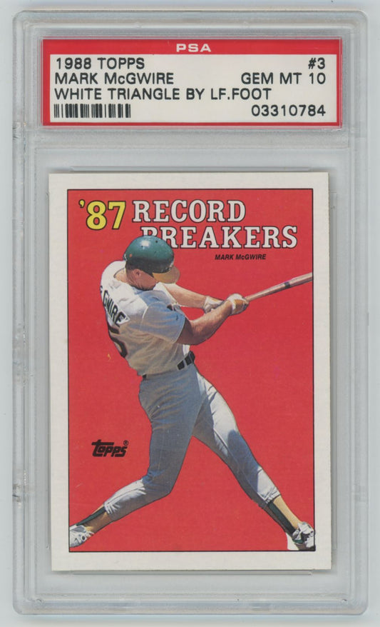 1988 Topps Mark McGwire - White Triangle by Left Foot #3 - PSA 10