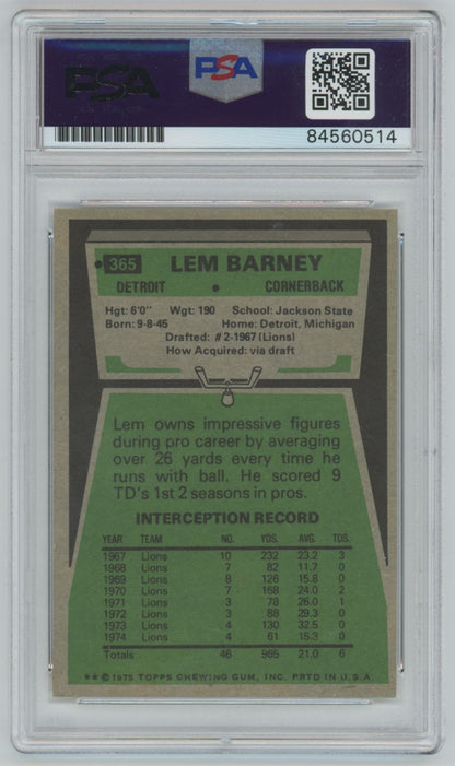 1975 Topps Lem Barney Auto - PSA/DNA