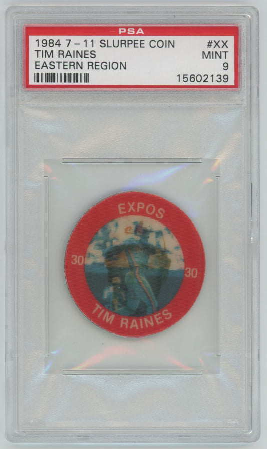 1984 7-11 Slurpee Coin Tim Raines Eastern Region #XX - PSA 9