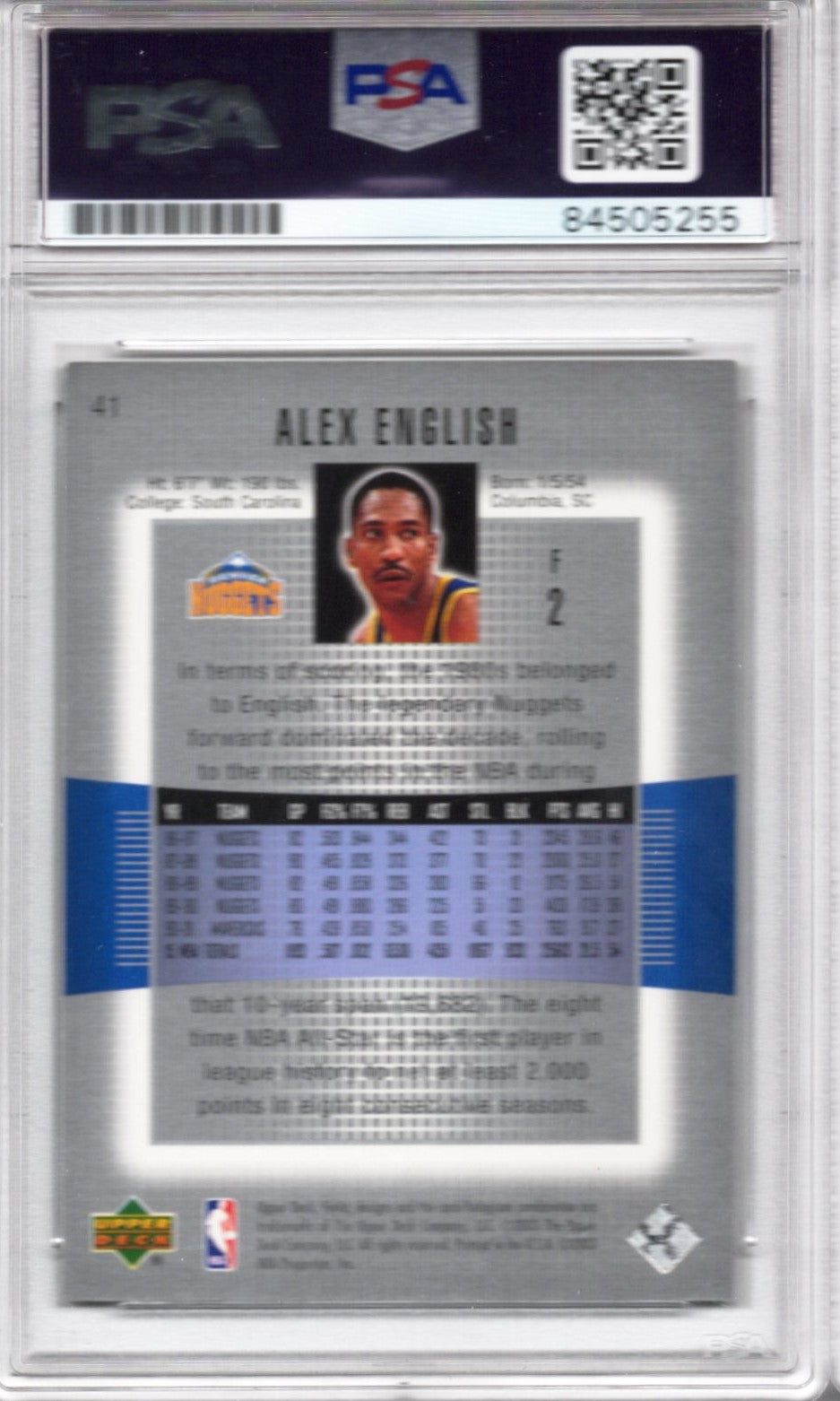 2003 UPPER DECK ALEX ENGLISH AUTOGRAPH PSA/DNA (5255)