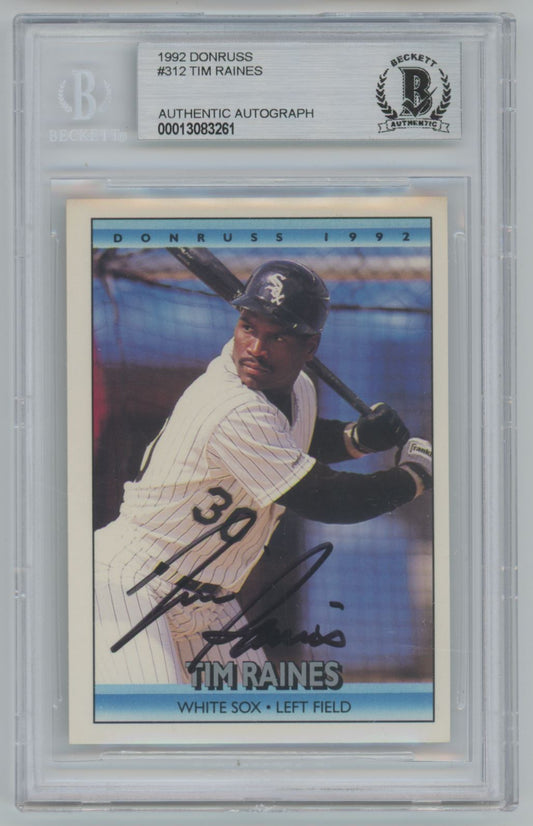 1992 Donruss #321 Tim Raines Auto - Beckett Authentic