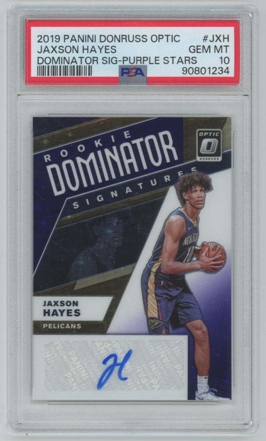 2019 Donruss Optic Jaxson Hayes Dominator Signatures Purple /29 - PSA 10