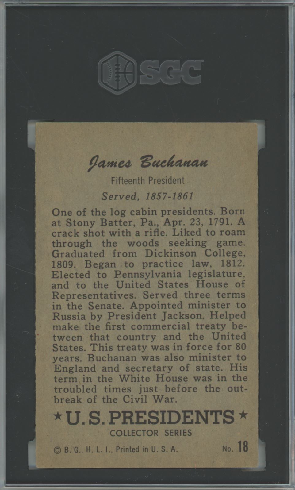 1952 Bowman James Buchanan #18 U.S. Presidents - SGC 4