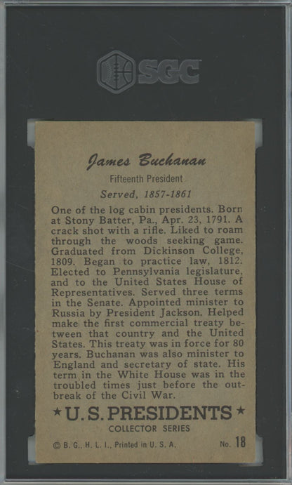 1952 Bowman James Buchanan #18 U.S. Presidents - SGC 4