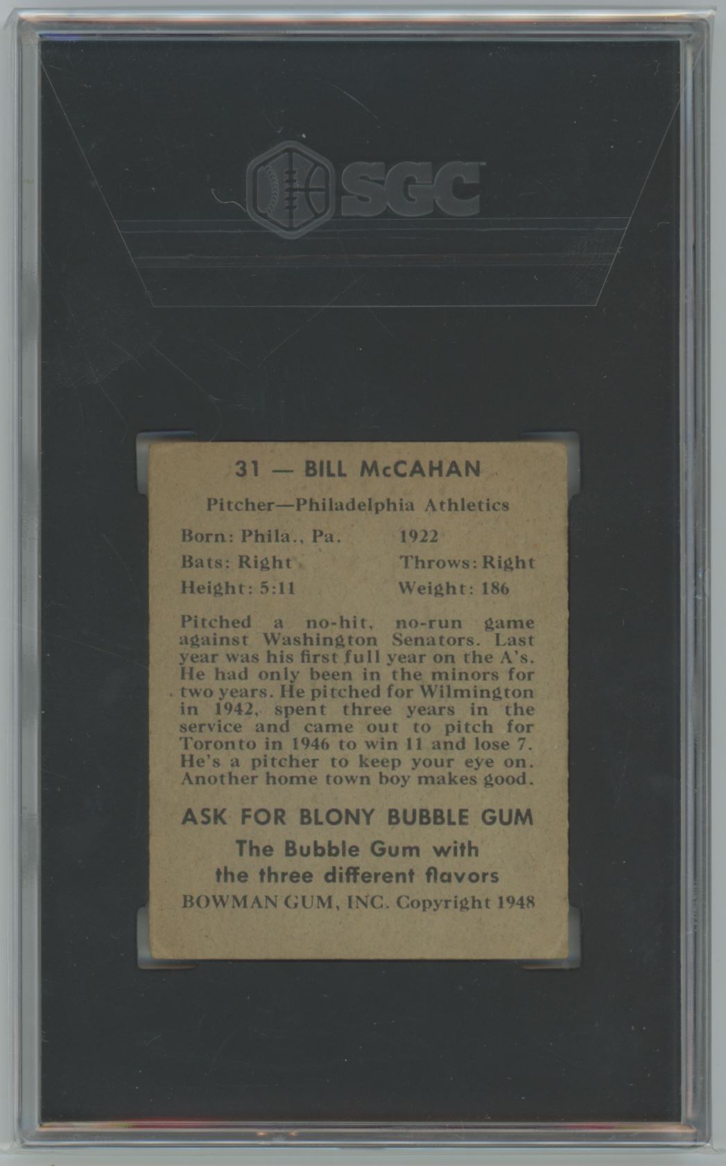 1948 Bowman Bill McCahan #31 - SGC 1