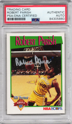 1991 NBA HOOPS NBA YEARBOOK CLASS OF 76 ROBERT PARISH AUTOGRAPH PSA/DNA (5860)