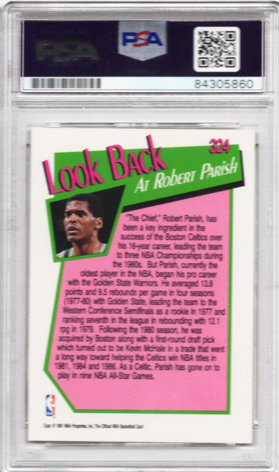 1991 NBA HOOPS NBA YEARBOOK CLASS OF 76 ROBERT PARISH AUTOGRAPH PSA/DNA (5860)