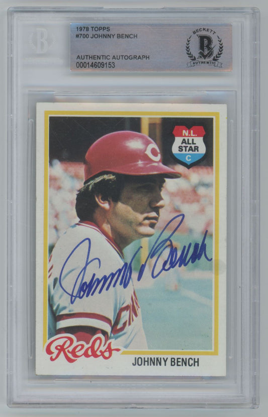 1978 Topps Johnny Bench #700 Auto - Beckett Authentic