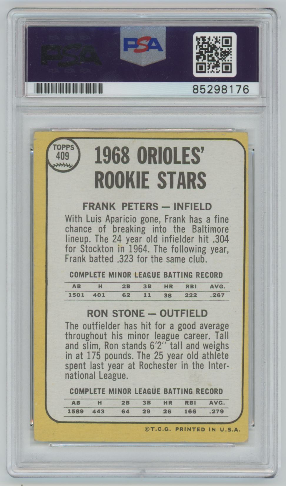 1968 Topps Ron Stone #409 Auto - PSA/DNA Authentic (8176)