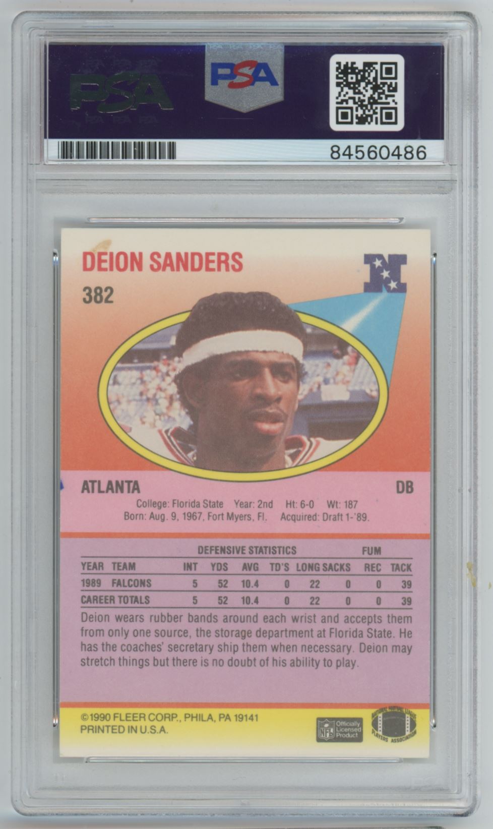 1990 Fleer Deion Sanders Auto - PSA/DNA