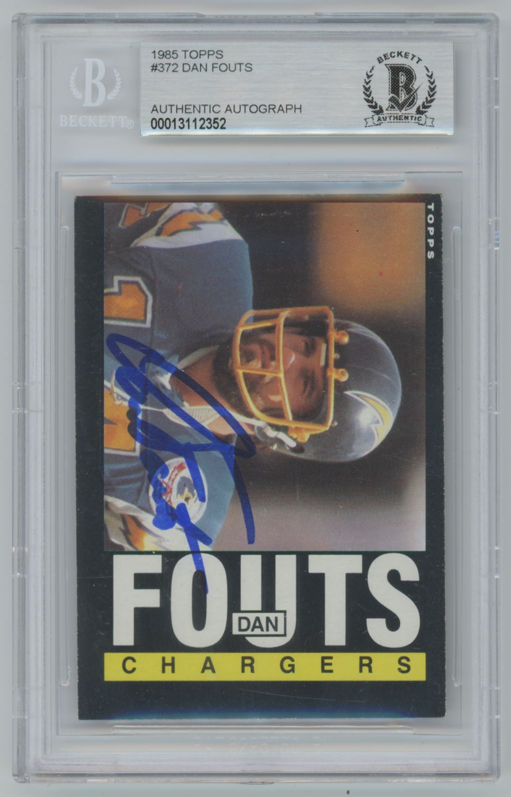 1985 Topps Dan Fouts ##372 Auto - Beckett Authentic (Horizontal Auto)