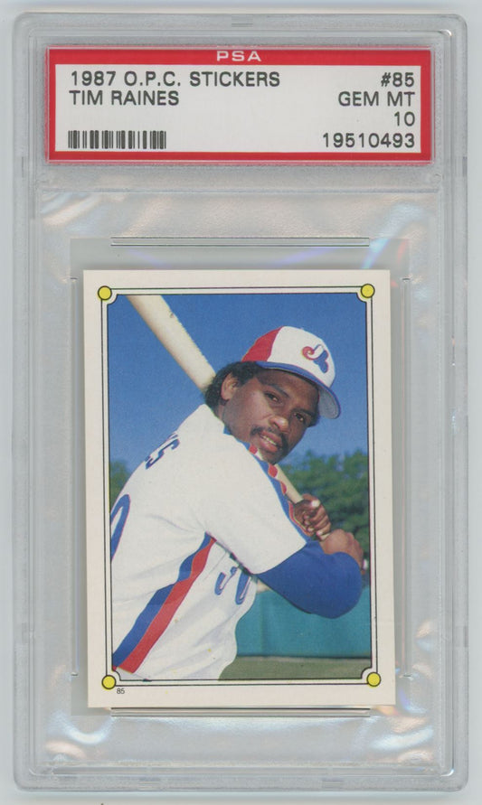 1987 O Pee Chee Stickers Tim Raines #85 - PSA 10