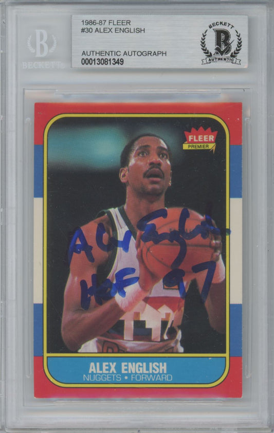 1986-87 Fleer #30 Alex English Auto - Beckett Authentic