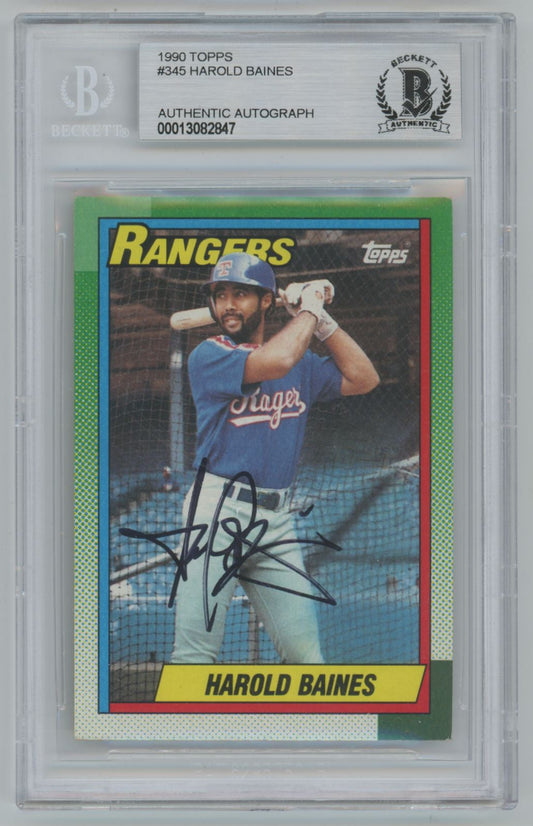 1990 Topps #345 Harold Baines Auto - Beckett Authentic