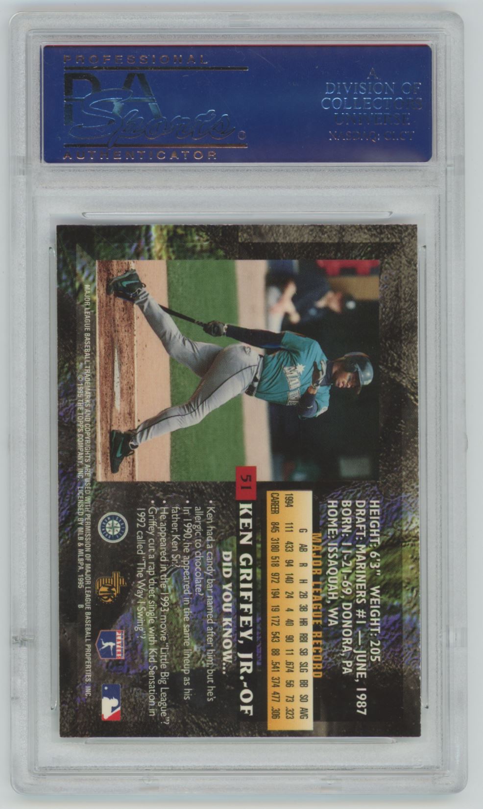 1995 Topps Embossed Ken Griffey Jr. #51 - PSA 10