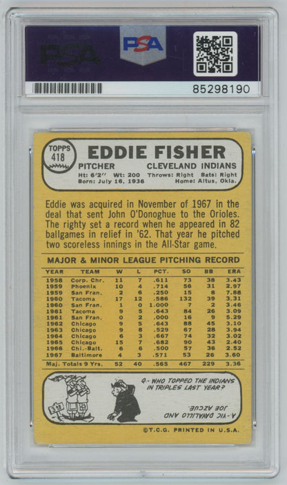 1968 Topps Eddie Fisher Auto - PSA/DNA Authentic (8190)