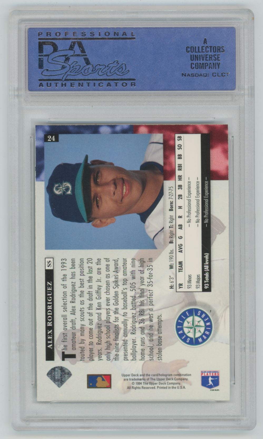 1994 Upper Deck Alex Rodriguez #24 - PSA 9