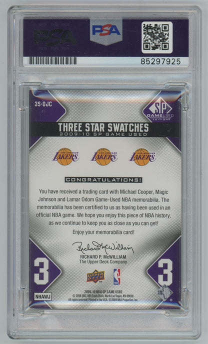 2009-10 SP Game Used Magic Johnson, Lamar Odom, and Michael Cooper Auto - PSA/DNA Authentic