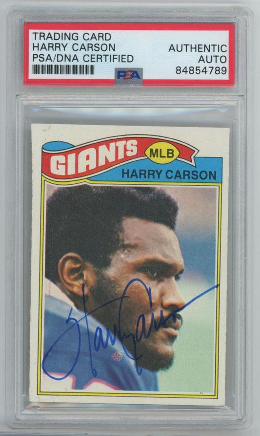 1977 Topps Harry Carson Rookie Card Auto - PSA/DNA