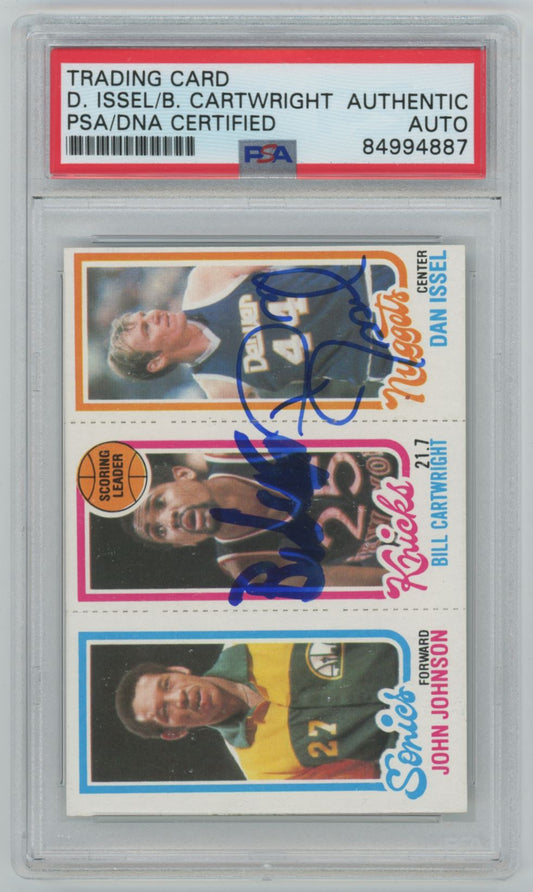 1980 Topps John Johnson, Dan Issel, Bill Cartwright AUTO - PSA/DNA Authentic (4887