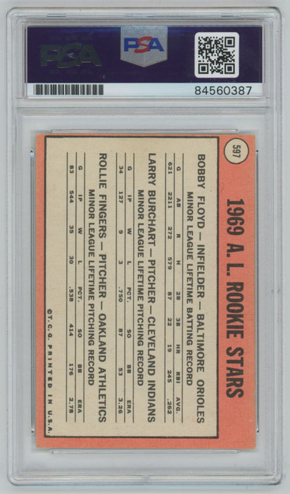 1969 Topps #597 Rollie FIngers ROOKIE CARD Auto - PSA/DNA (0387)