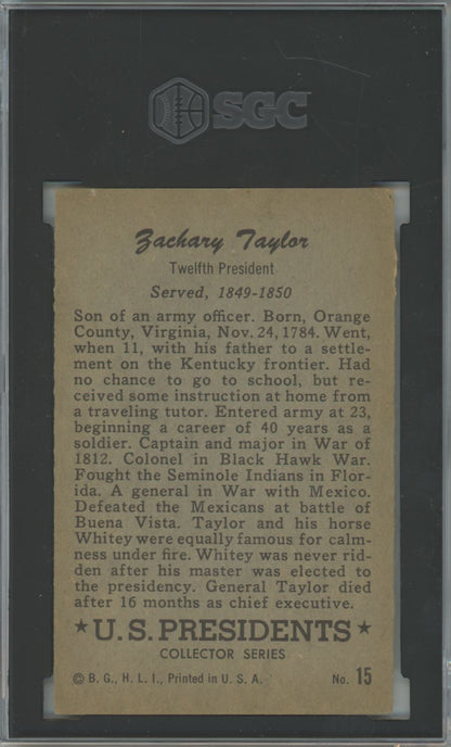 1952 Bowman Zachary Taylor #15 U.S. Presidents - SGC 4