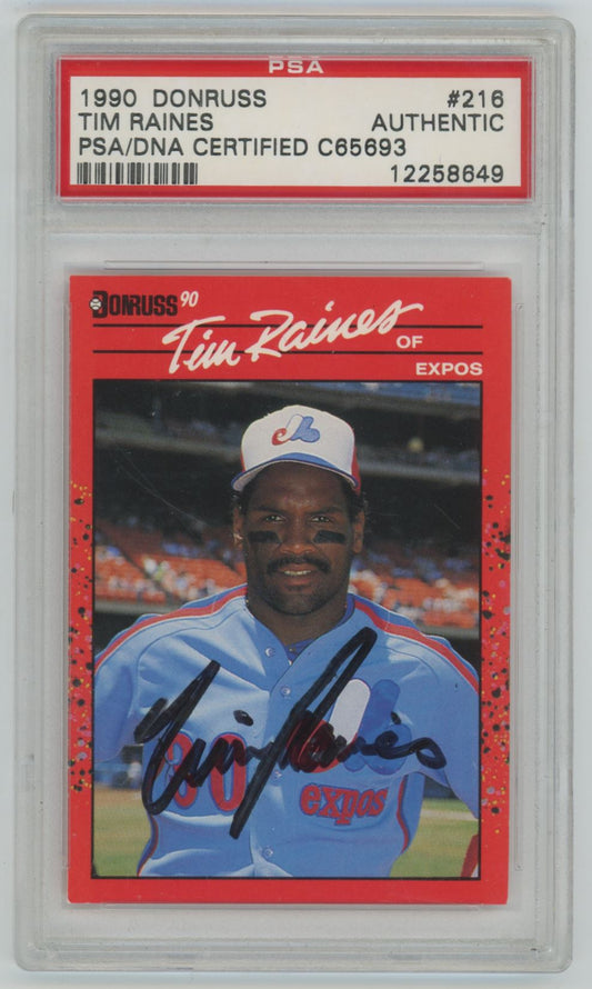 1990 Donruss Tim Raines #216 Auto - PSA/DNA