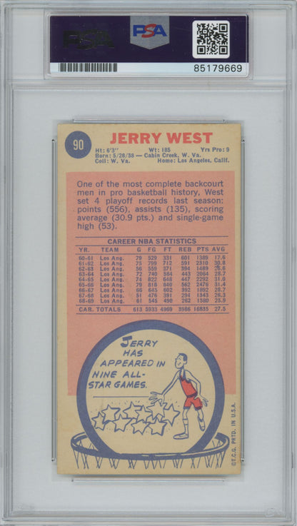 1969 Topps #90 Jerry West "HOF 1980-2010" Auto - PSA/DNA (9669)